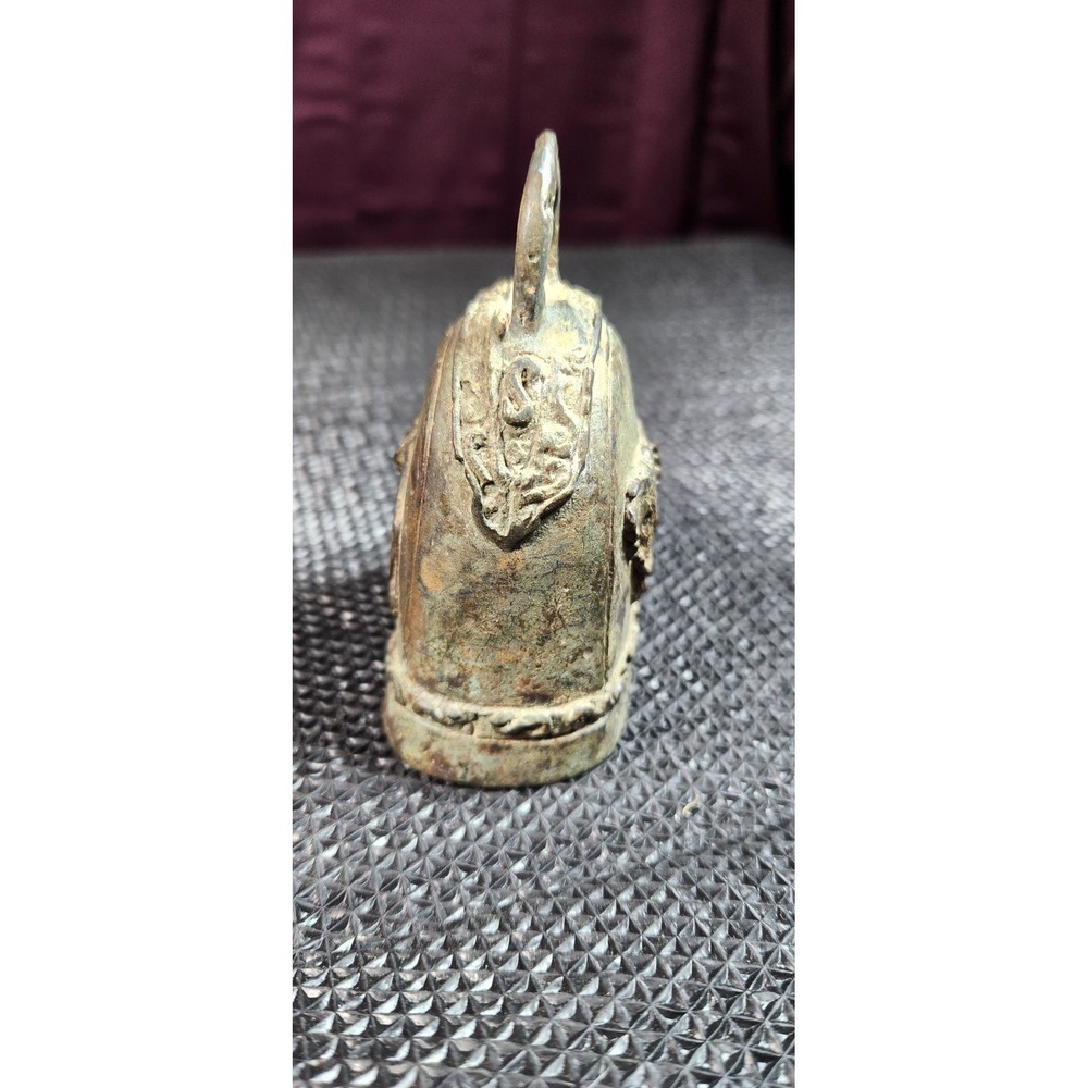 Vintage Bronze Goat Bell Unmarked Small Brown Rustic Farm Animal Patina Decor - Picture 2 of 7